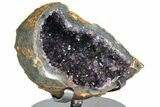 Dark Amethyst Geode From Uruguay - Custom Metal Stand #77972-2